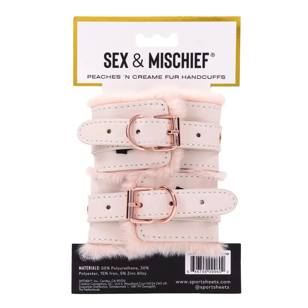 Sex & Mischief Peaches n CreaMe Fur Handcuffs - Take A Peek