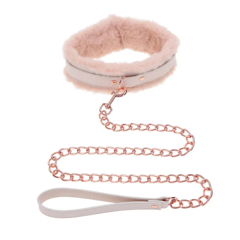 Sex & Mischief Peaches n CreaMe Fur Collar & Leash - Take A Peek