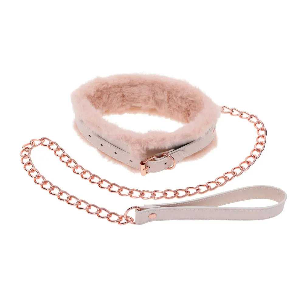 Sex & Mischief Peaches n CreaMe Fur Collar & Leash - Take A Peek