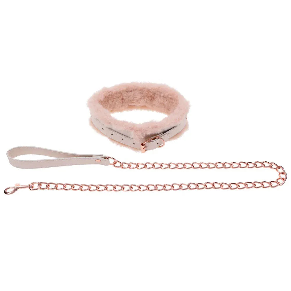 Sex & Mischief Peaches n CreaMe Fur Collar & Leash - Take A Peek