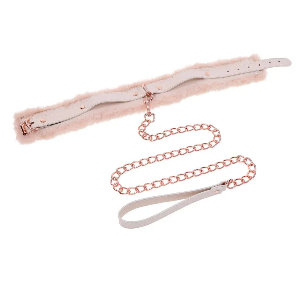 Sex & Mischief Peaches n CreaMe Fur Collar & Leash - Take A Peek