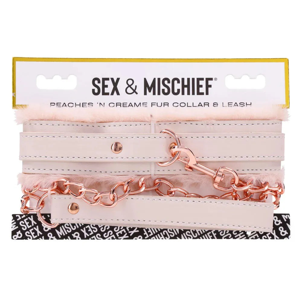 Sex & Mischief Peaches n CreaMe Fur Collar & Leash - Take A Peek