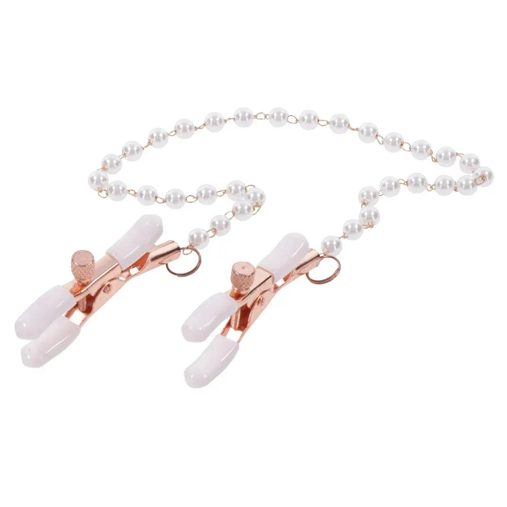 Sex & Mischief Peaches n CreaMe Pearl Nipple Clamps - Take A Peek