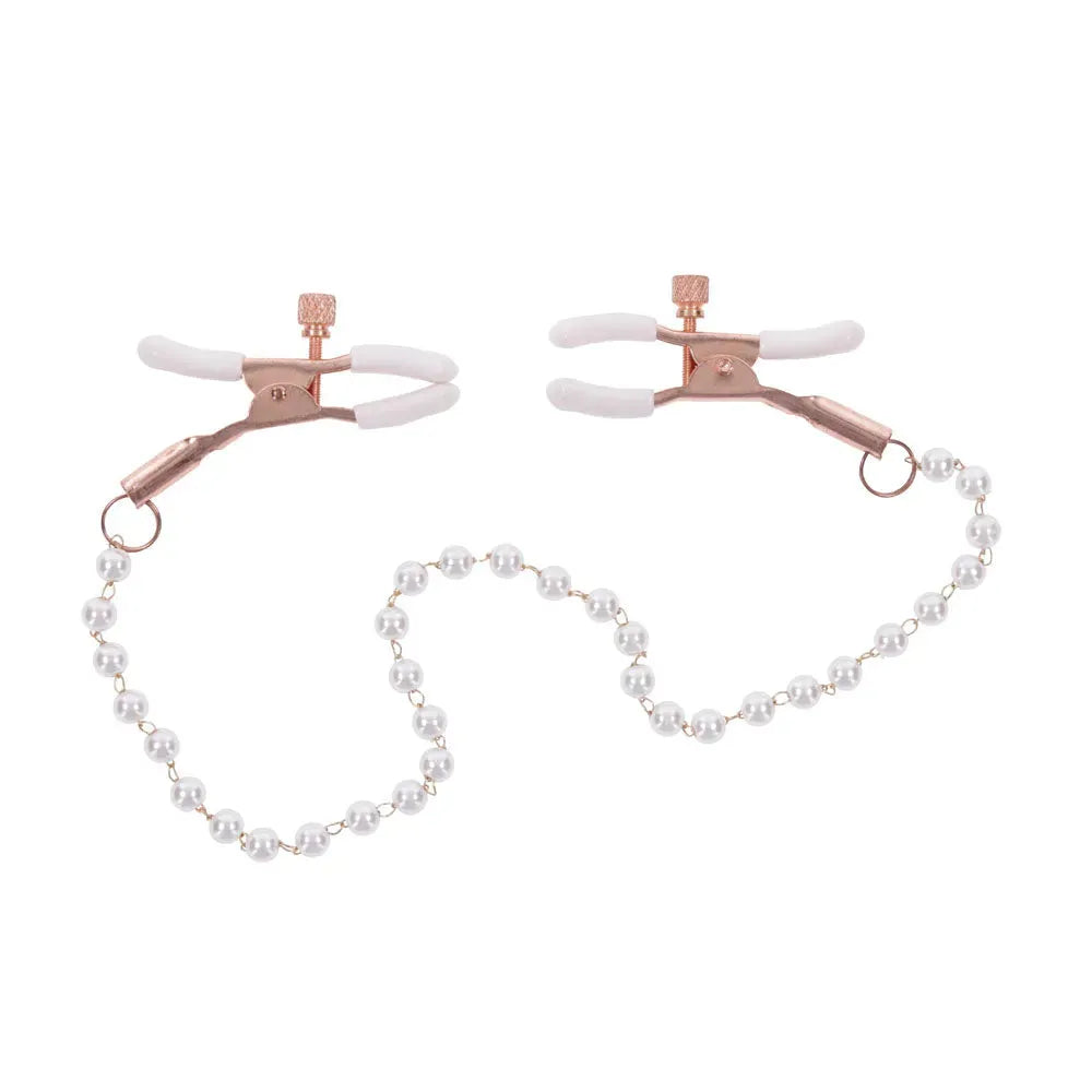 Sex & Mischief Peaches n CreaMe Pearl Nipple Clamps - Take A Peek