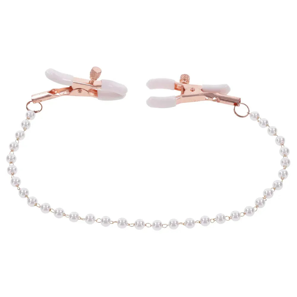 Sex & Mischief Peaches n CreaMe Pearl Nipple Clamps - Take A Peek