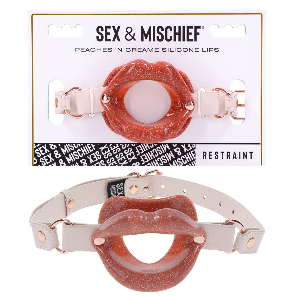 Sex & Mischief Peaches n CreaMe Silicone Lips - Peach Mouth Restraint - Take A Peek