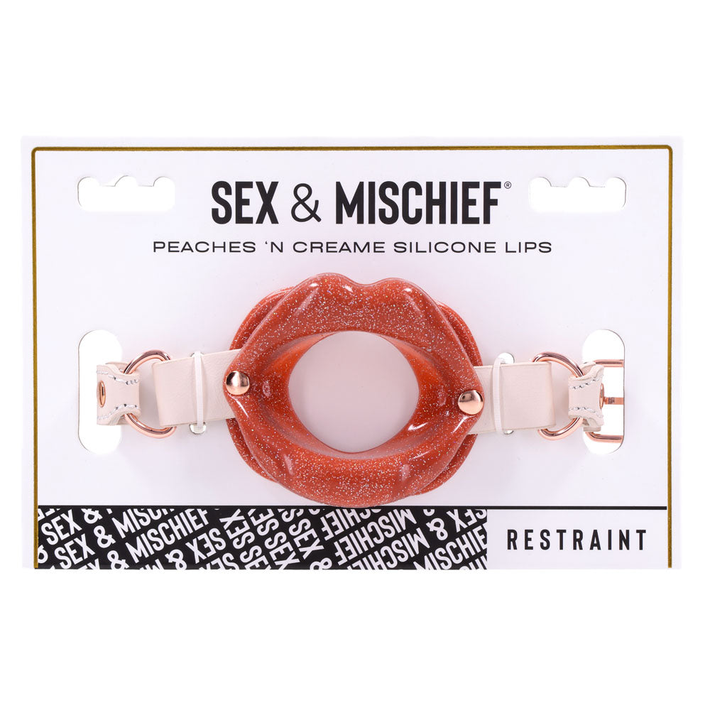 Sex & Mischief Peaches n CreaMe Silicone Lips - Peach Mouth Restraint - Take A Peek