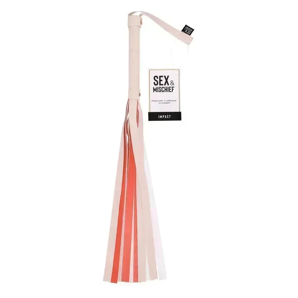 Sex & Mischief Peaches n CreaMe Stripe Flogger - Peach 80 cm Flogger Whip - Take A Peek