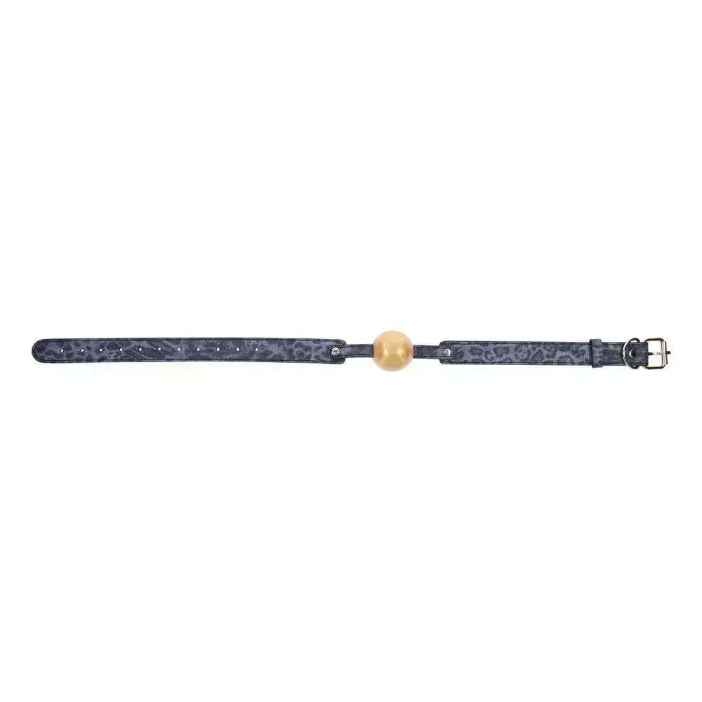 Sex & Mischief Cougar Ball Gag - Navy /Gold Mouth Restraint - Take A Peek