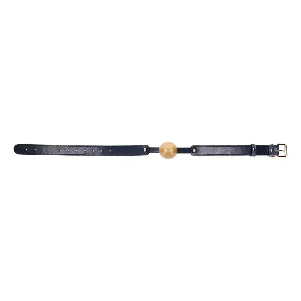 Sex & Mischief Cougar Ball Gag - Navy /Gold Mouth Restraint - Take A Peek