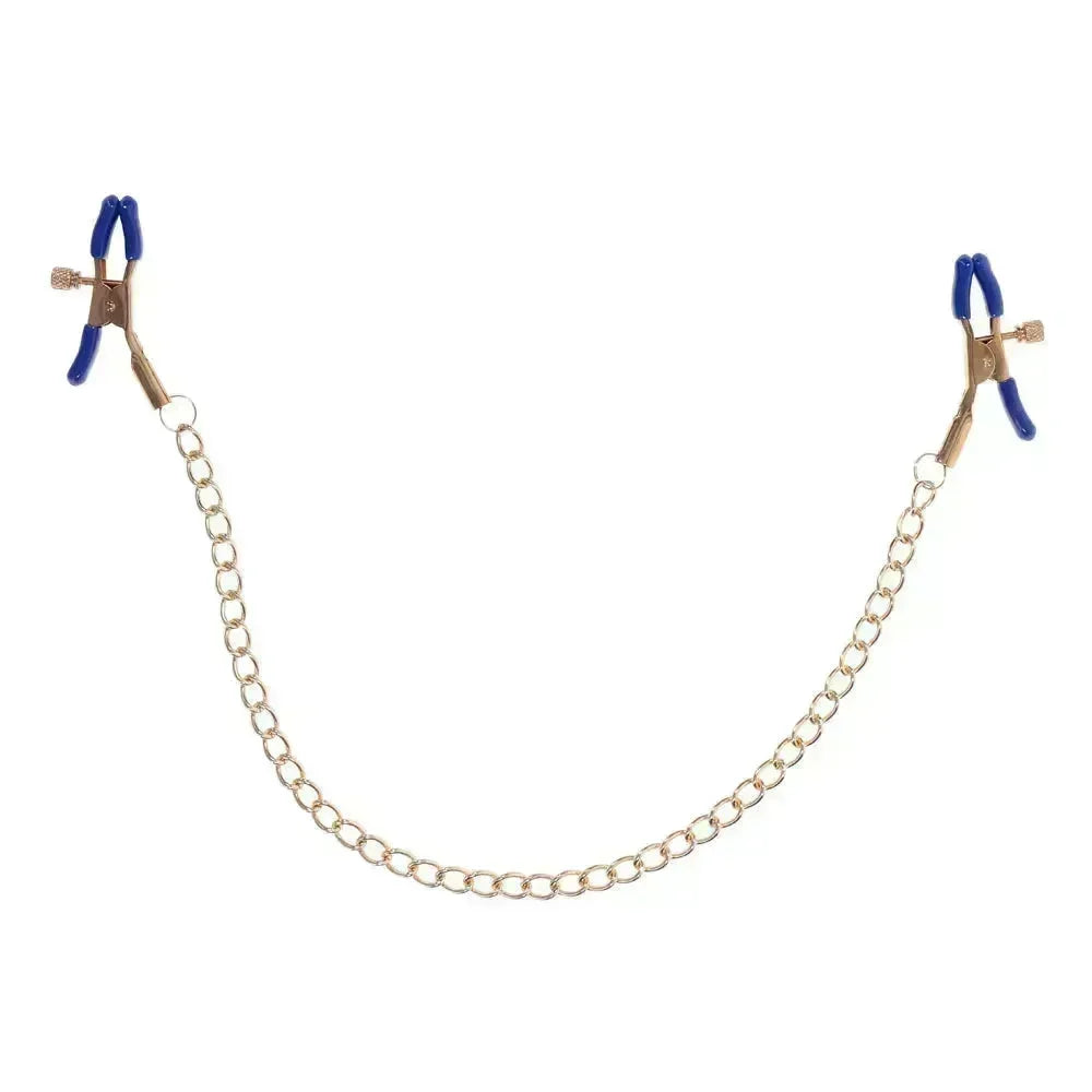 Sex & Mischief Cougar Chained Nipple Clamps - Gold Nipple Clamps with Cougar Chain - Take A Peek