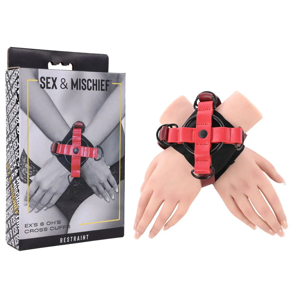 S&M Exs & Ohs Cross Cuffs - /Black Restraints - Take A Peek