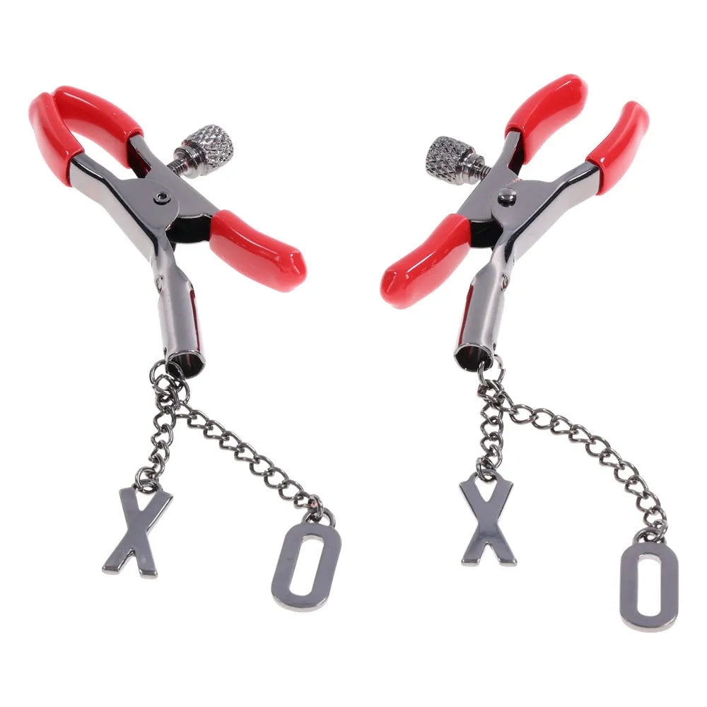 S&M Exs & Ohs Nipple Clamps - Tipped Metal Nipple Clamps - Set of 2 - Take A Peek