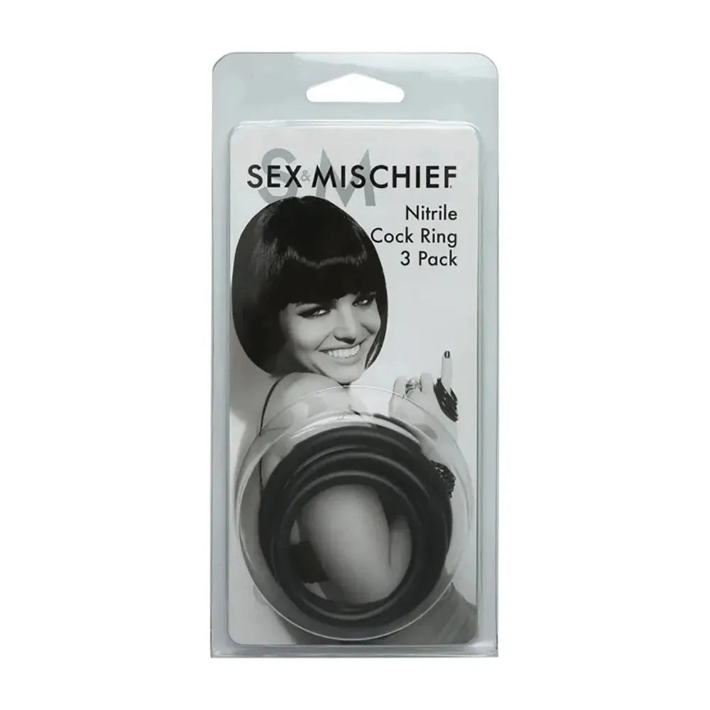 Sex & Mischief Nitrile Cock Ring 3 Pack - Take A Peek