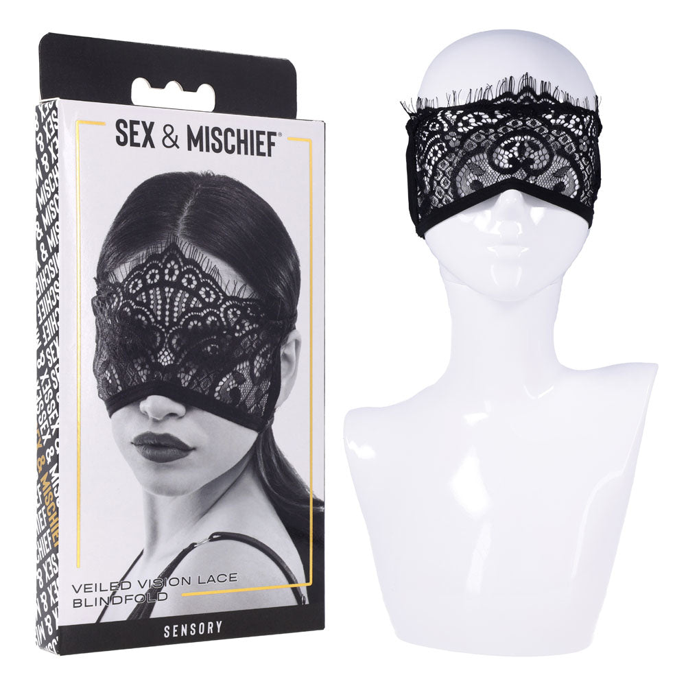 S&M Veiled Vision Lace Blindfold - Lace Blindfold - Take A Peek
