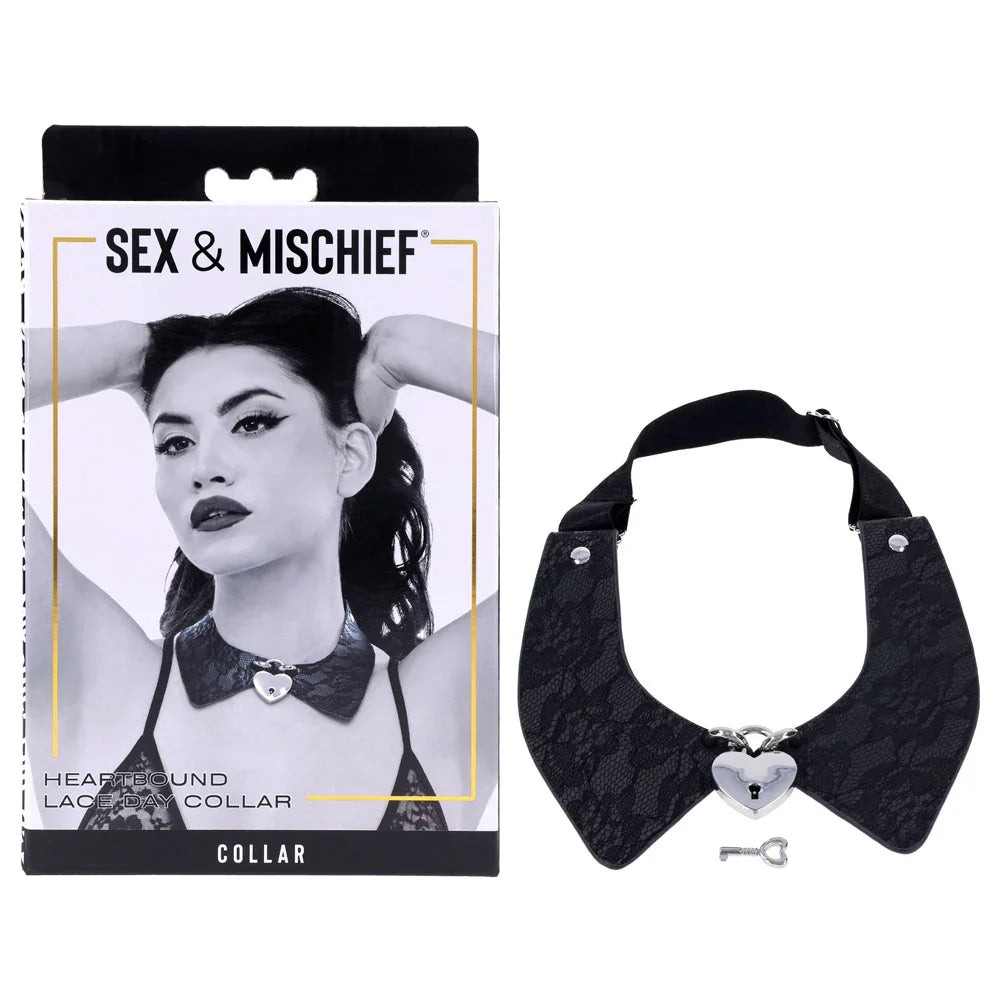 Sex & Mischief Heartbound Lace Day Collar - Submission Collar - Take A Peek
