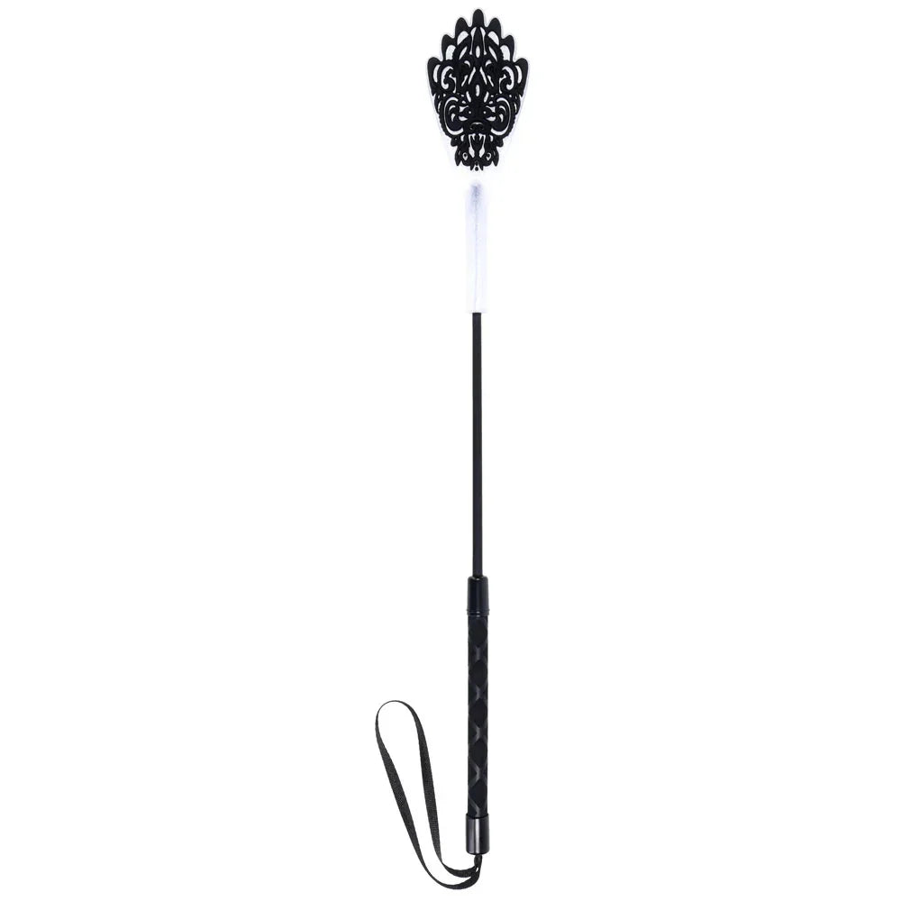 Sex & Mischief Lace Silicone Crop - /White 50 cm Crop Whip - Take A Peek