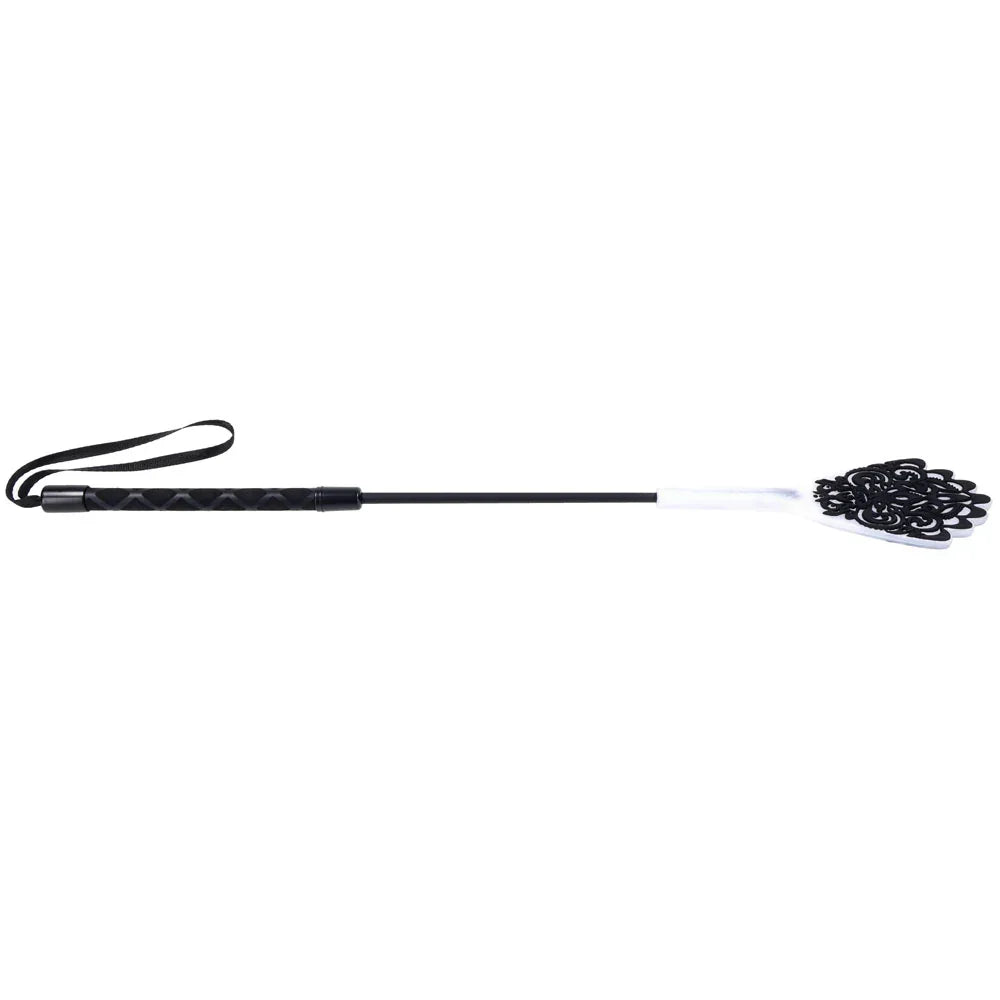 Sex & Mischief Lace Silicone Crop - /White 50 cm Crop Whip - Take A Peek