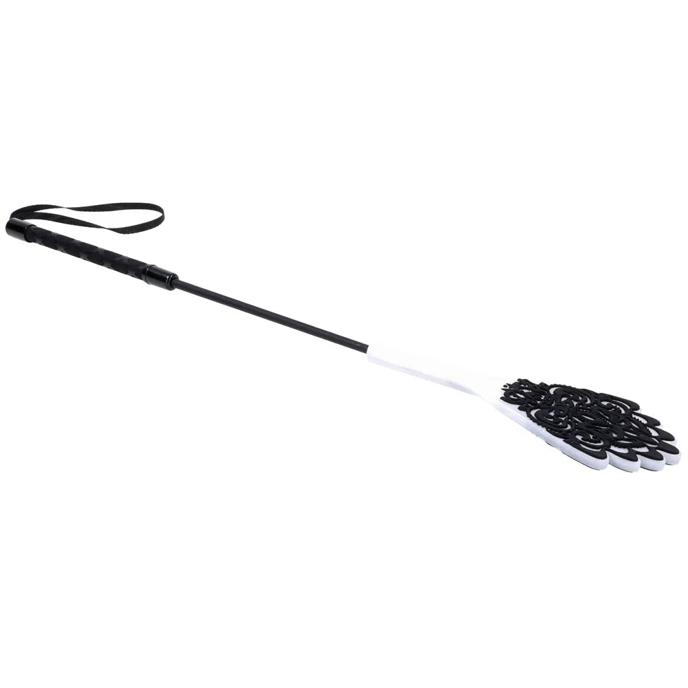 Sex & Mischief Lace Silicone Crop - /White 50 cm Crop Whip - Take A Peek