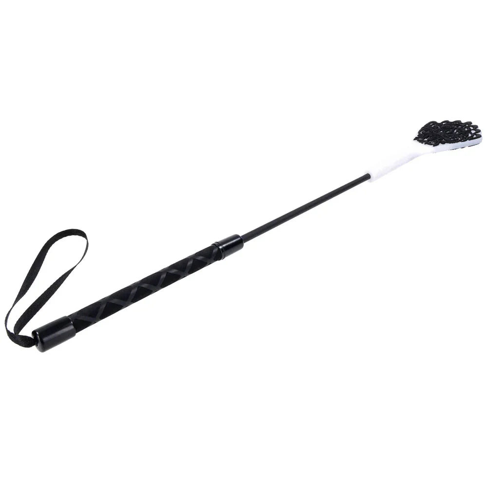Sex & Mischief Lace Silicone Crop - /White 50 cm Crop Whip - Take A Peek