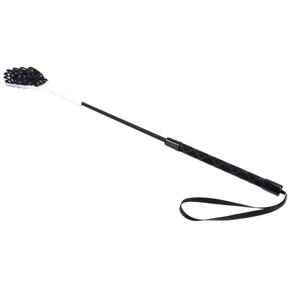 Sex & Mischief Lace Silicone Crop - /White 50 cm Crop Whip - Take A Peek