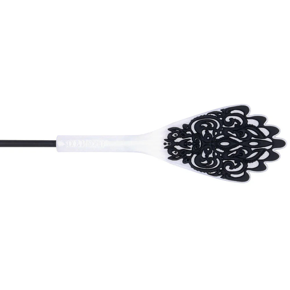 Sex & Mischief Lace Silicone Crop - /White 50 cm Crop Whip - Take A Peek