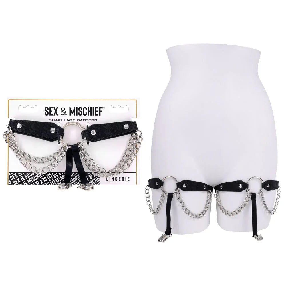 Sex & Mischief Chain Lace Garters - /Metal Garters - Take A Peek