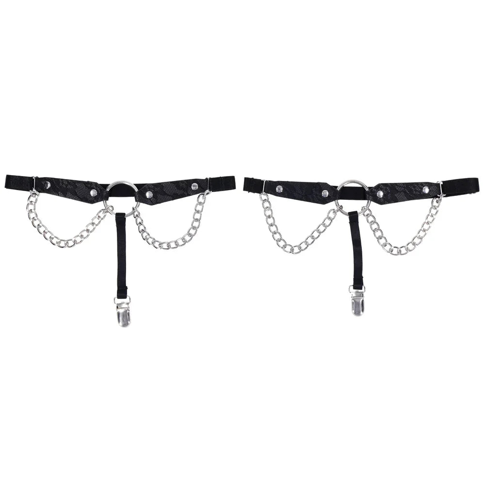 Sex & Mischief Chain Lace Garters - /Metal Garters - Take A Peek