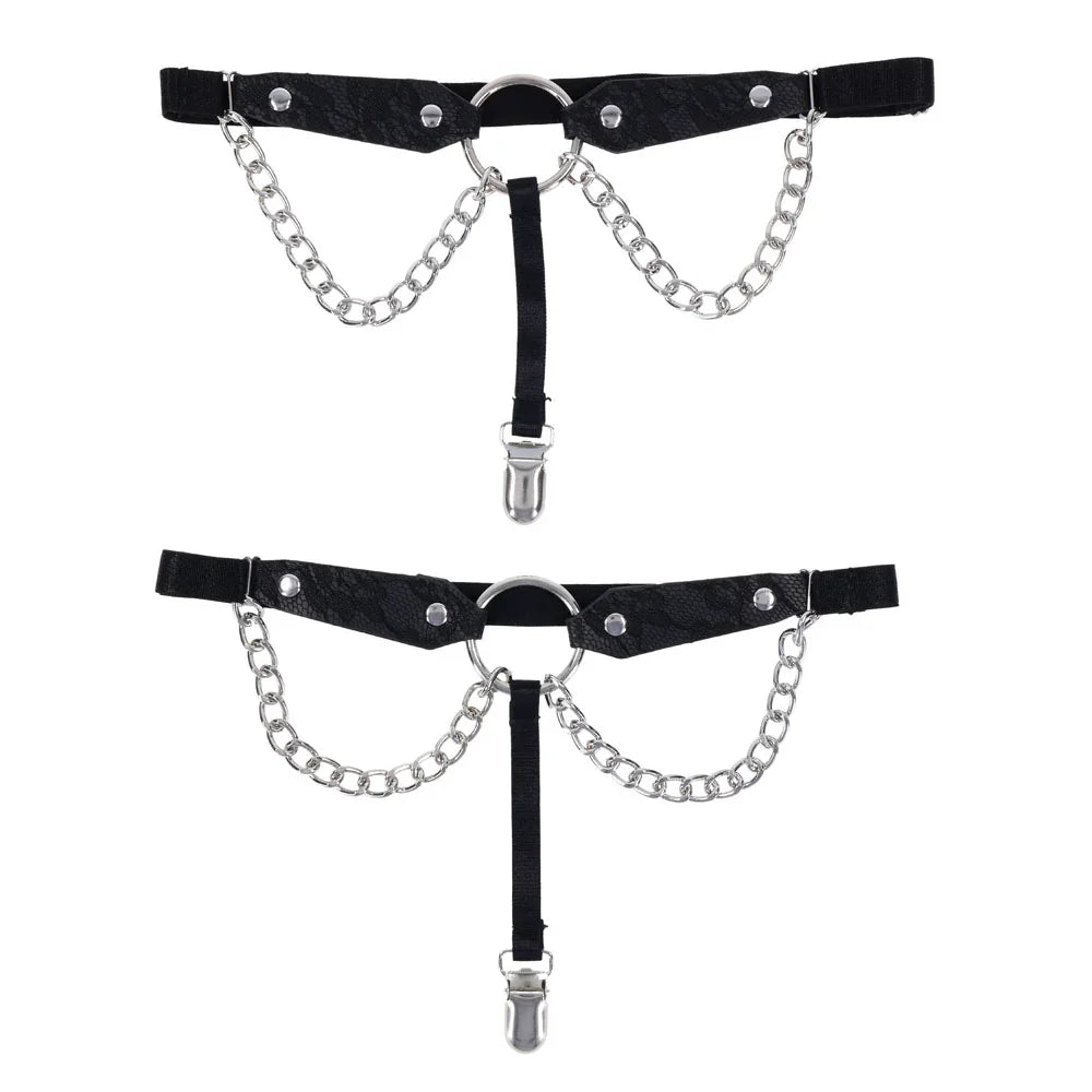 Sex & Mischief Chain Lace Garters - /Metal Garters - Take A Peek