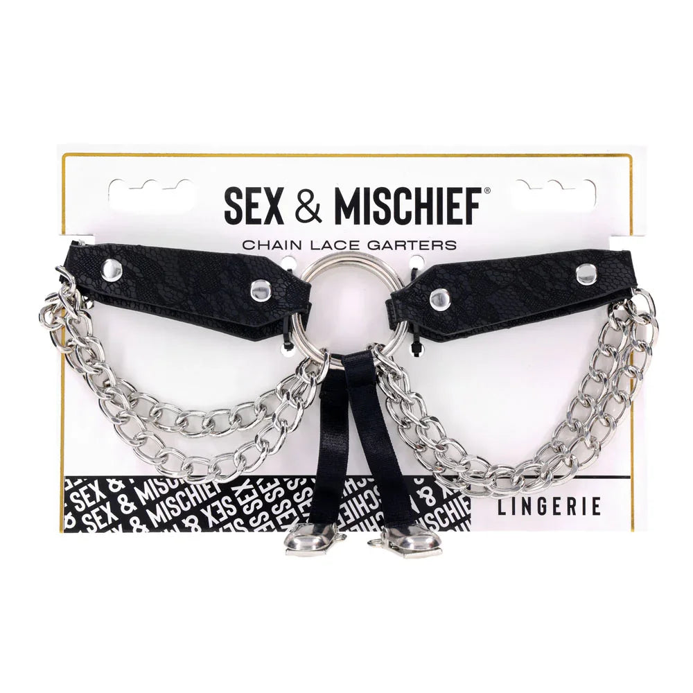 Sex & Mischief Chain Lace Garters - /Metal Garters - Take A Peek