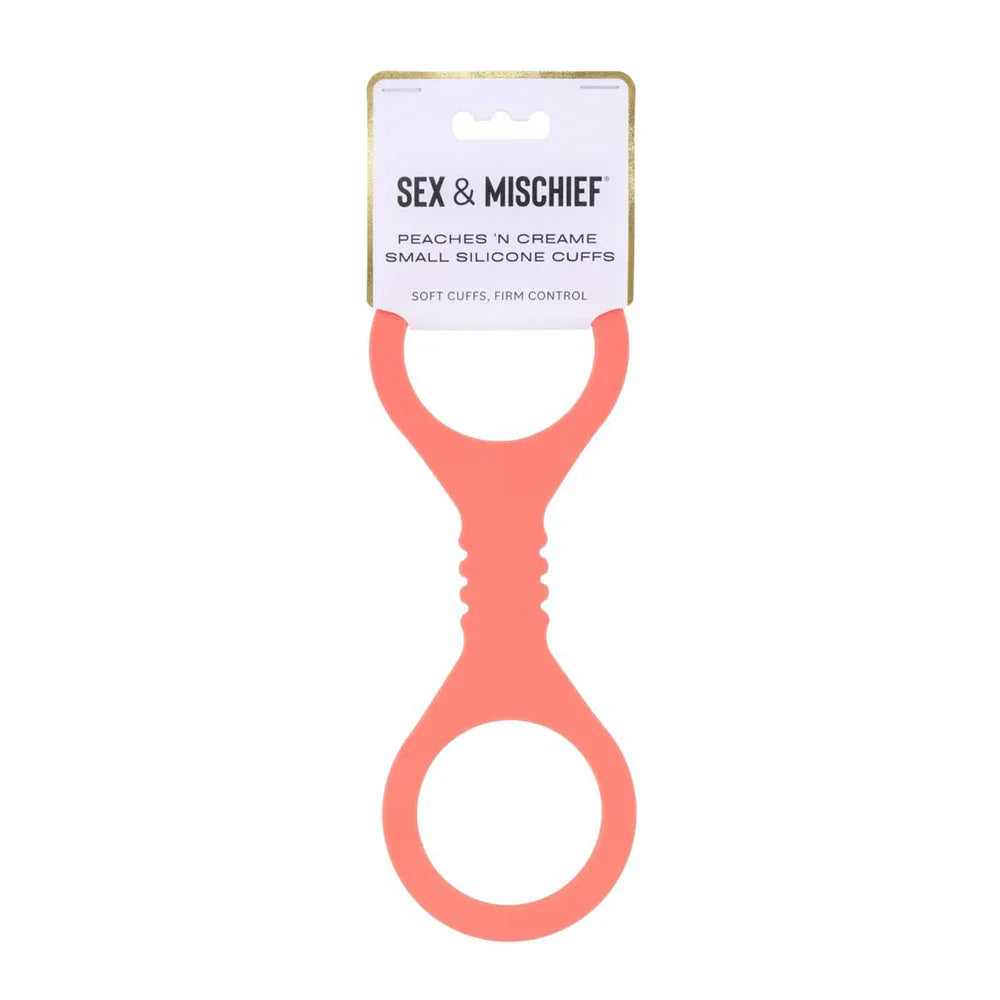 Sex & Mischief Peaches n CreaMe Small Silicone Cuffs - Peach Silicone Restraints - Take A Peek