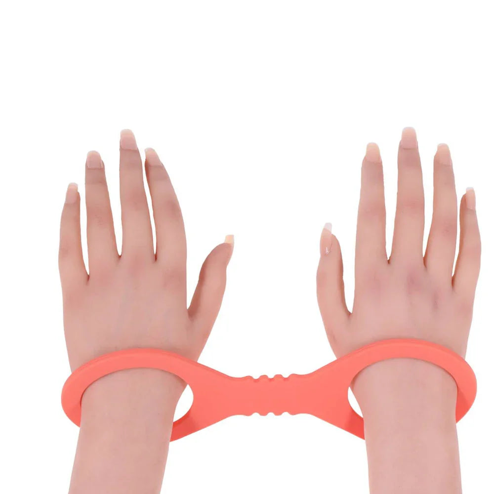 Sex & Mischief Peaches n CreaMe Small Silicone Cuffs - Peach Silicone Restraints - Take A Peek