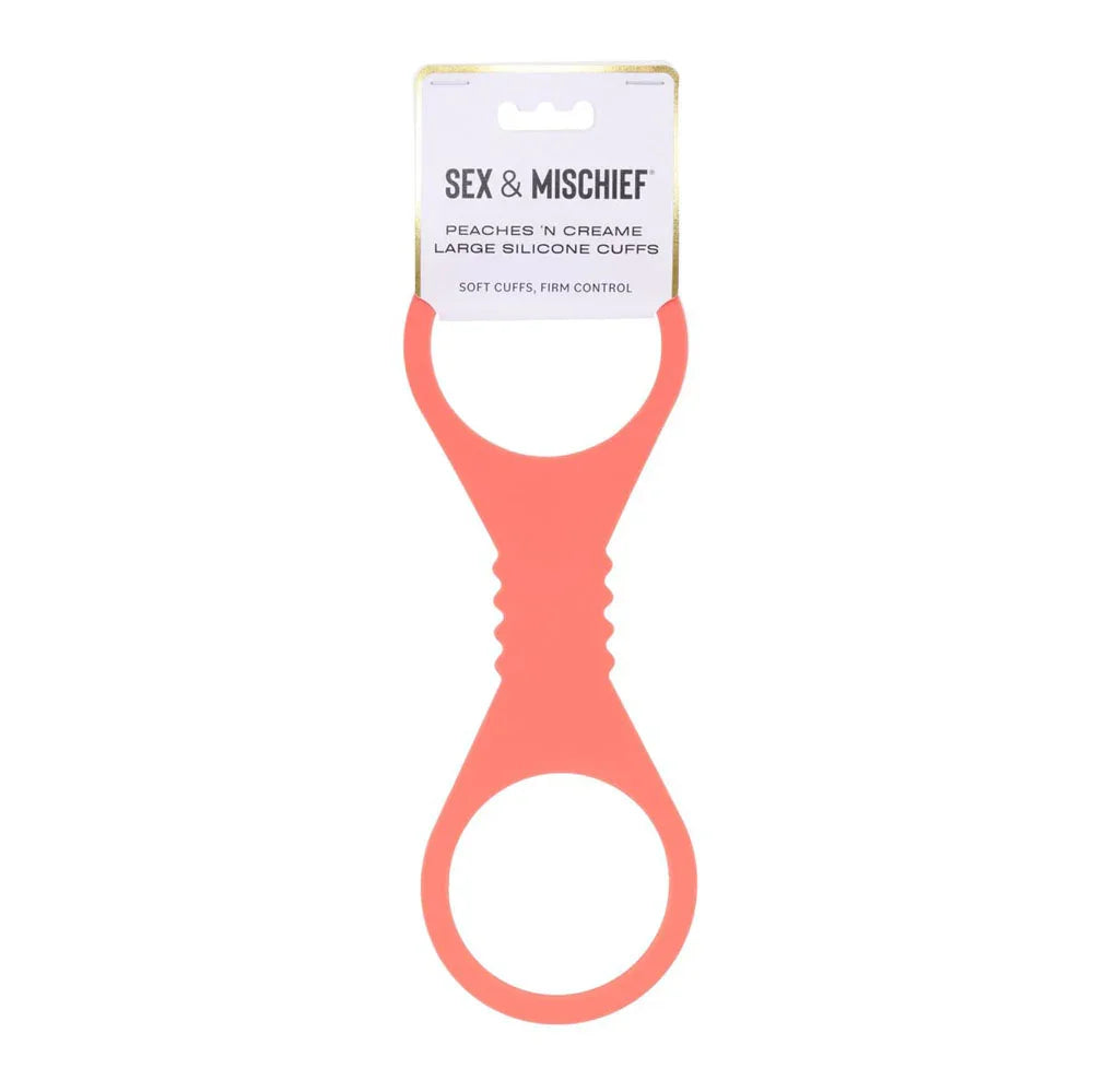 Sex & Mischief Peaches n CreaMe Large Silicone Cuffs - Peach Large Silicone Restraints - Take A Peek