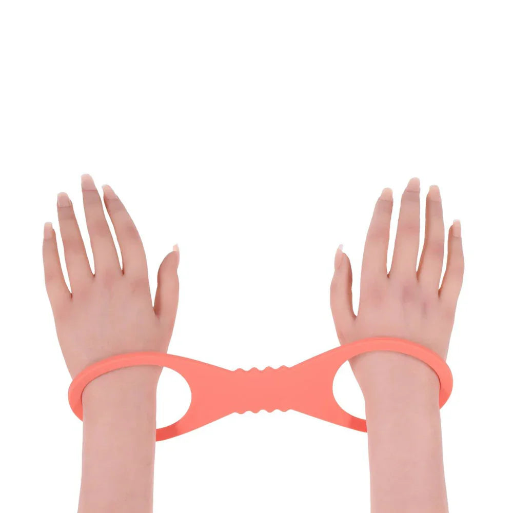 Sex & Mischief Peaches n CreaMe Large Silicone Cuffs - Peach Large Silicone Restraints - Take A Peek