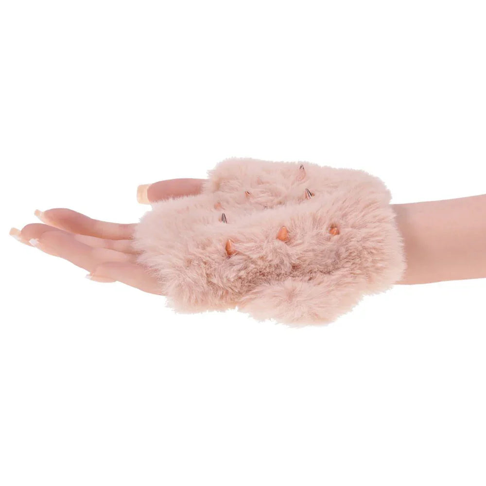 Sex & Mischief Peaches n CreaMe Spiked Sensory Glove - Peach Furry Glove with Metal Spikes - Take A Peek