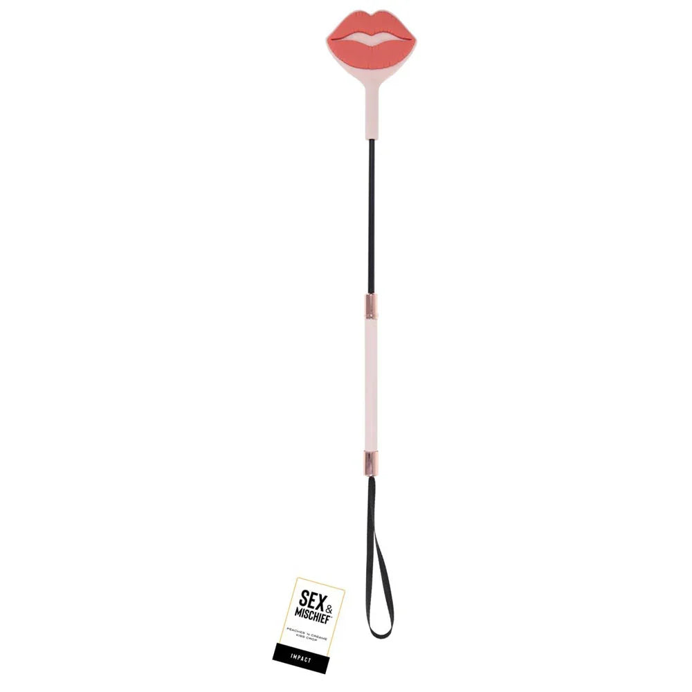 Sex & Mischief Peaches n CreaMe Kiss Crop - Peach Lip Tipped Crop Whip - Take A Peek