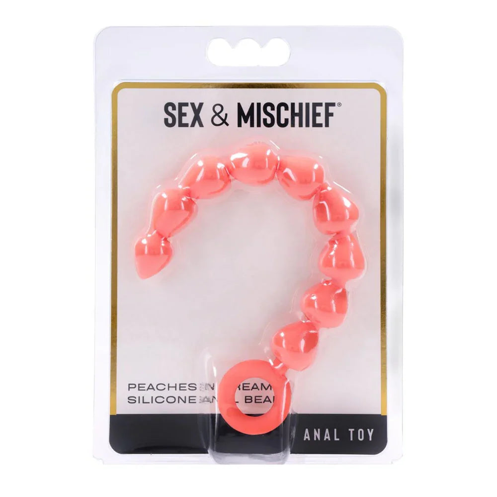 Sex & Mischief Peaches n CreaMe Silicone Anal Beads - Peach 23 cm Silicone Anal Beads - Take A Peek