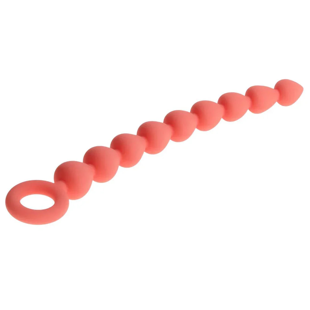 Sex & Mischief Peaches n CreaMe Silicone Anal Beads - Peach 23 cm Silicone Anal Beads - Take A Peek