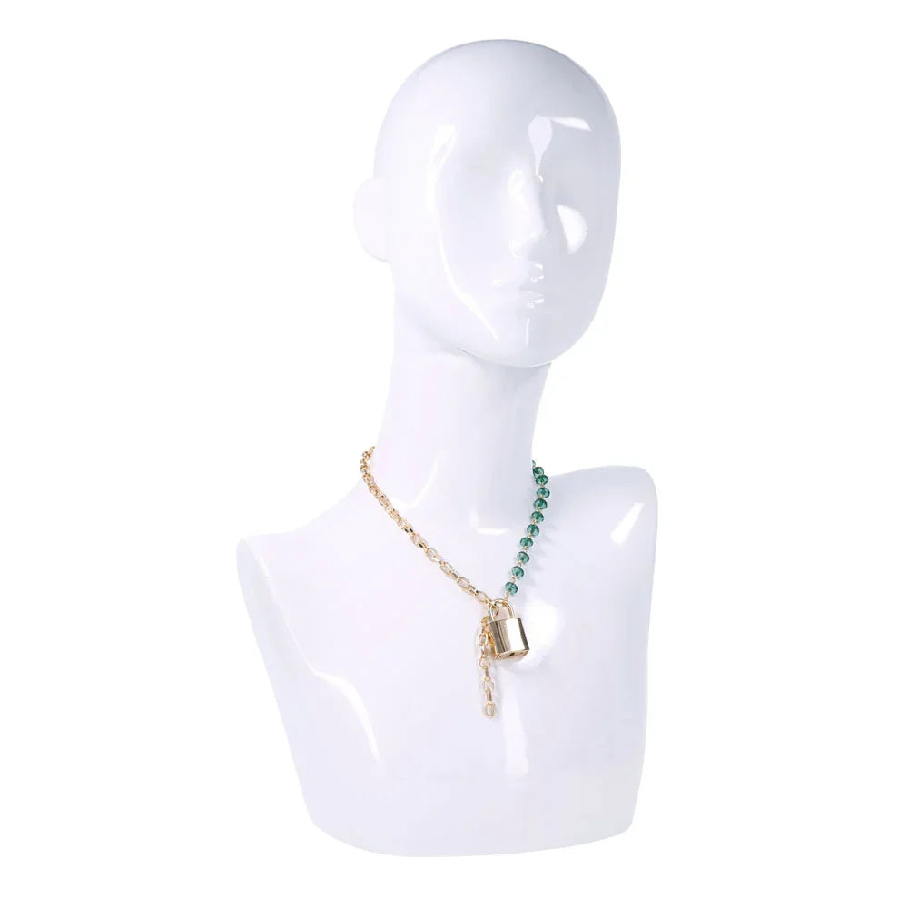 Sex & Mischief Indica Crystal Day Collar - Gold/Emerald Lockable Collar - Take A Peek