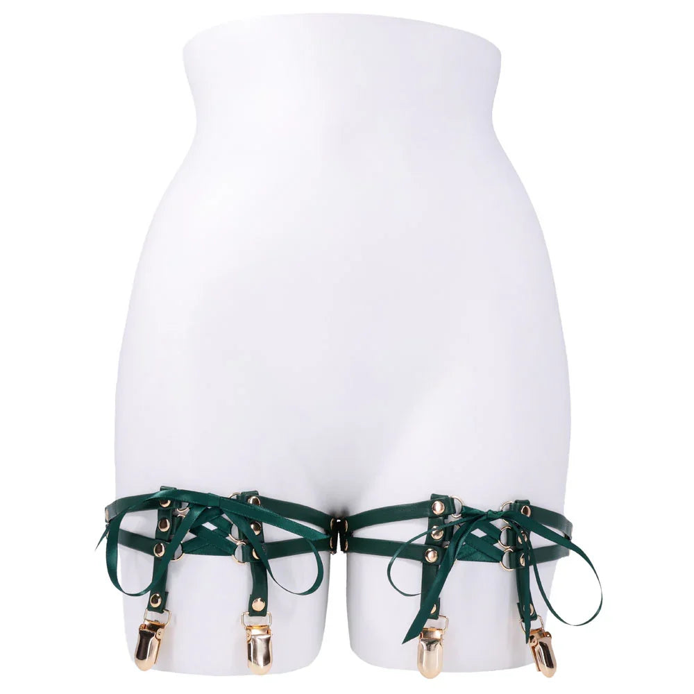 Sex & Mischief Indica Laced Up Garters - /Gold Garters - Set of 2 - Take A Peek