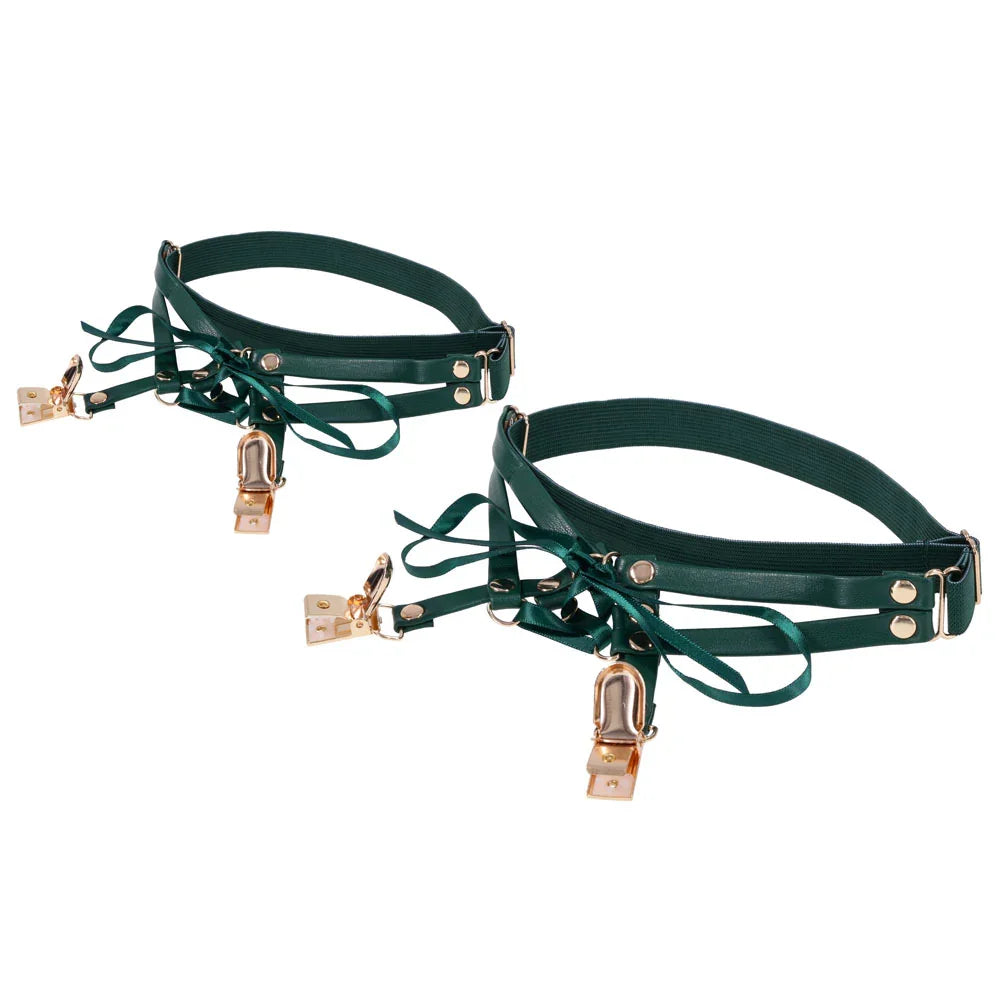 Sex & Mischief Indica Laced Up Garters - /Gold Garters - Set of 2 - Take A Peek