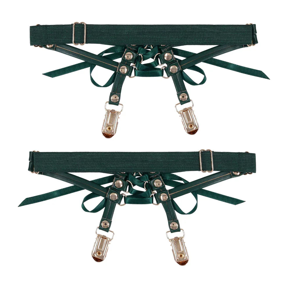 Sex & Mischief Indica Laced Up Garters - /Gold Garters - Set of 2 - Take A Peek
