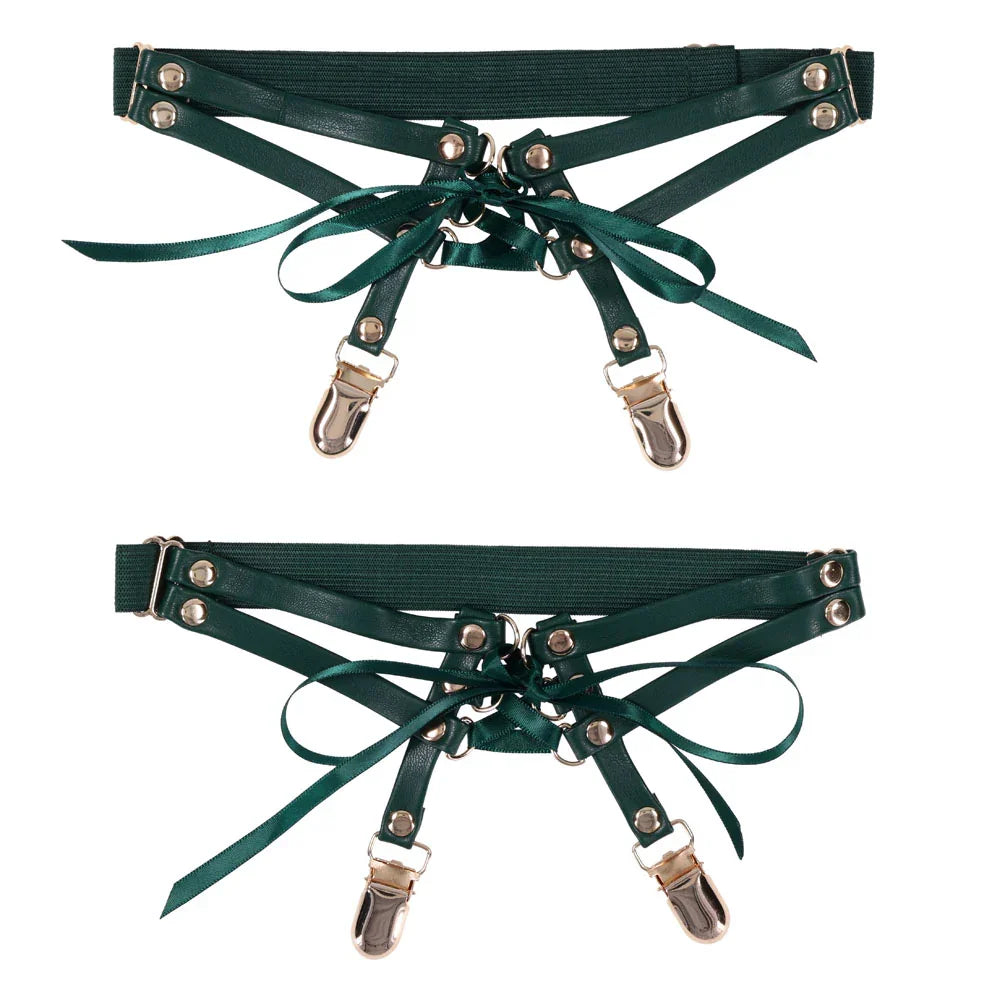 Sex & Mischief Indica Laced Up Garters - /Gold Garters - Set of 2 - Take A Peek