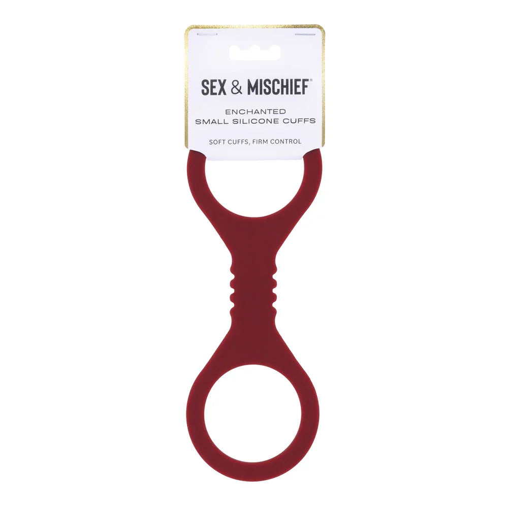 Sex & Mischief Enchanted Small Silicone Cuffs - Burgundy Small Restraints - Take A Peek