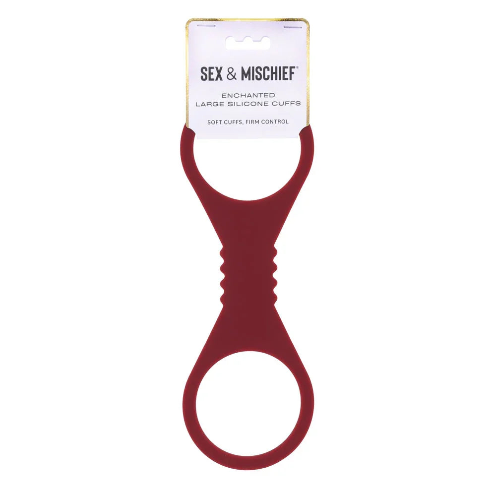 Sex & Mischief Enchanted Large Silicone Cuffs - Burgundy Large Restraints - Take A Peek