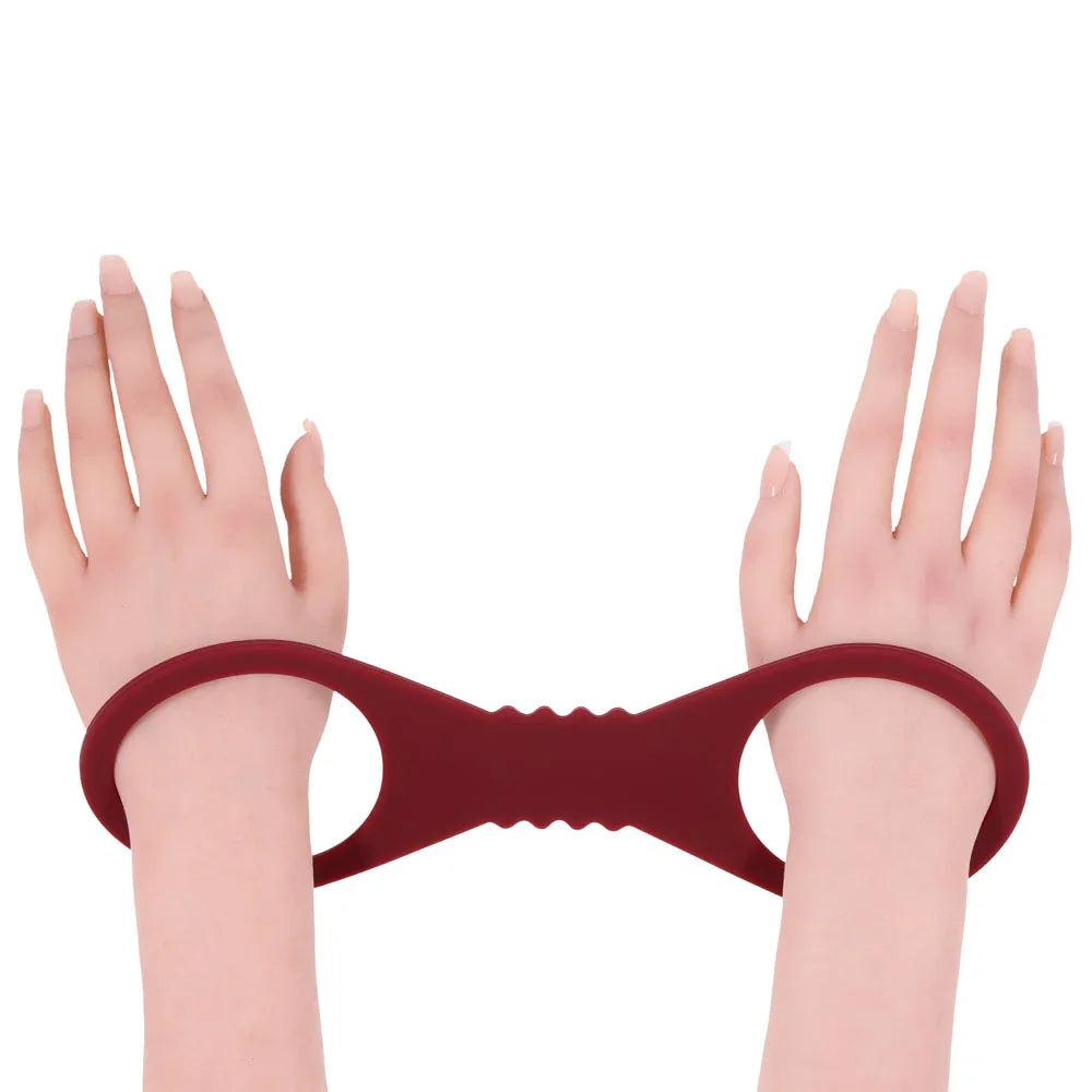 Sex & Mischief Enchanted Large Silicone Cuffs - Burgundy Large Restraints - Take A Peek