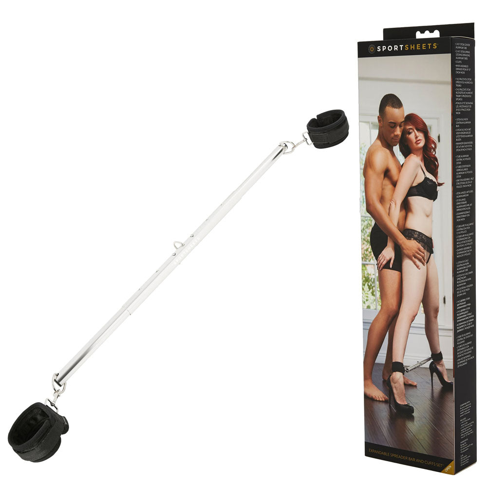 SPORTSHEETS Expandable Spreader Bar & Cuffs - Metal 74 cm Spreader Bar with Cuffs - Take A Peek