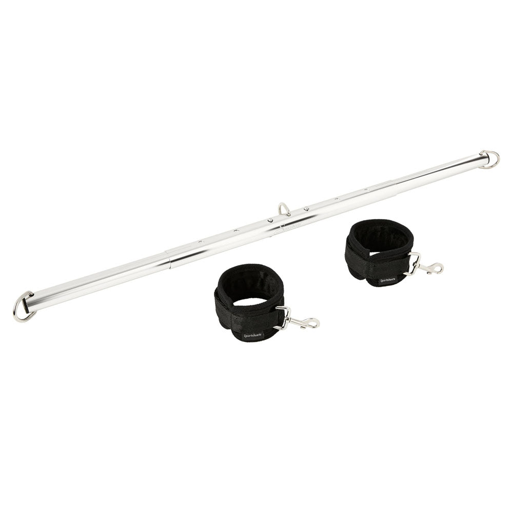 SPORTSHEETS Expandable Spreader Bar & Cuffs - Metal 74 cm Spreader Bar with Cuffs - Take A Peek