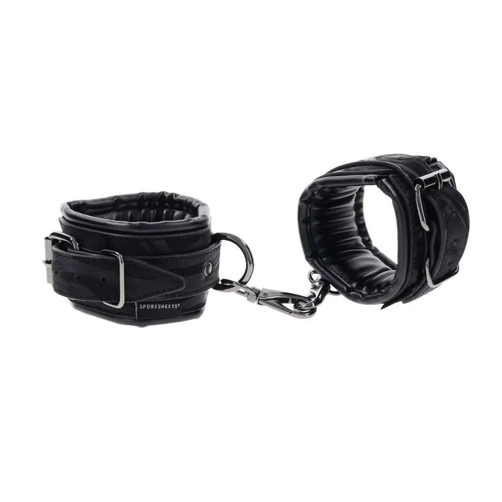 SPORTSHEETS Velvet Noir Handcuffs - Adjustable Cuff Restraints - Take A Peek