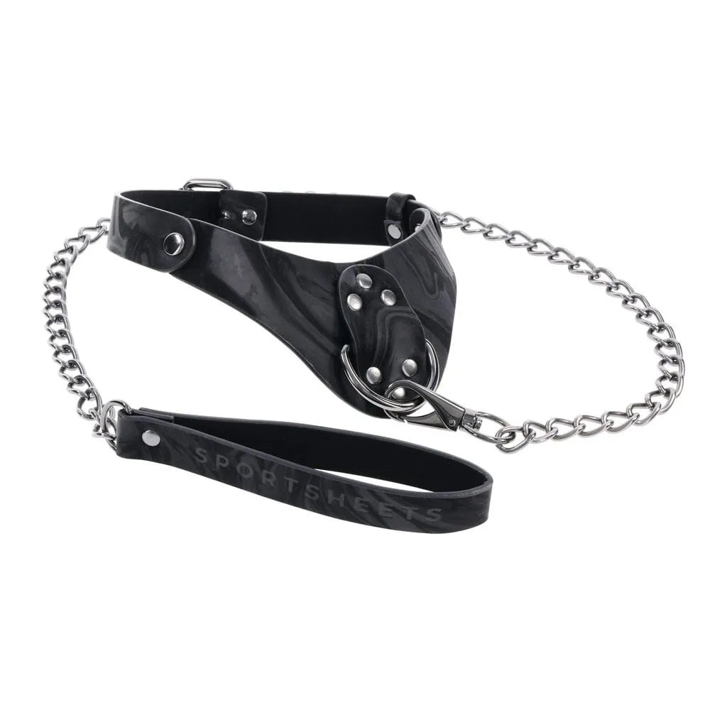 SPORTSHEETS Velvet Noir Collar & Leash - Restraint & Leash - Take A Peek